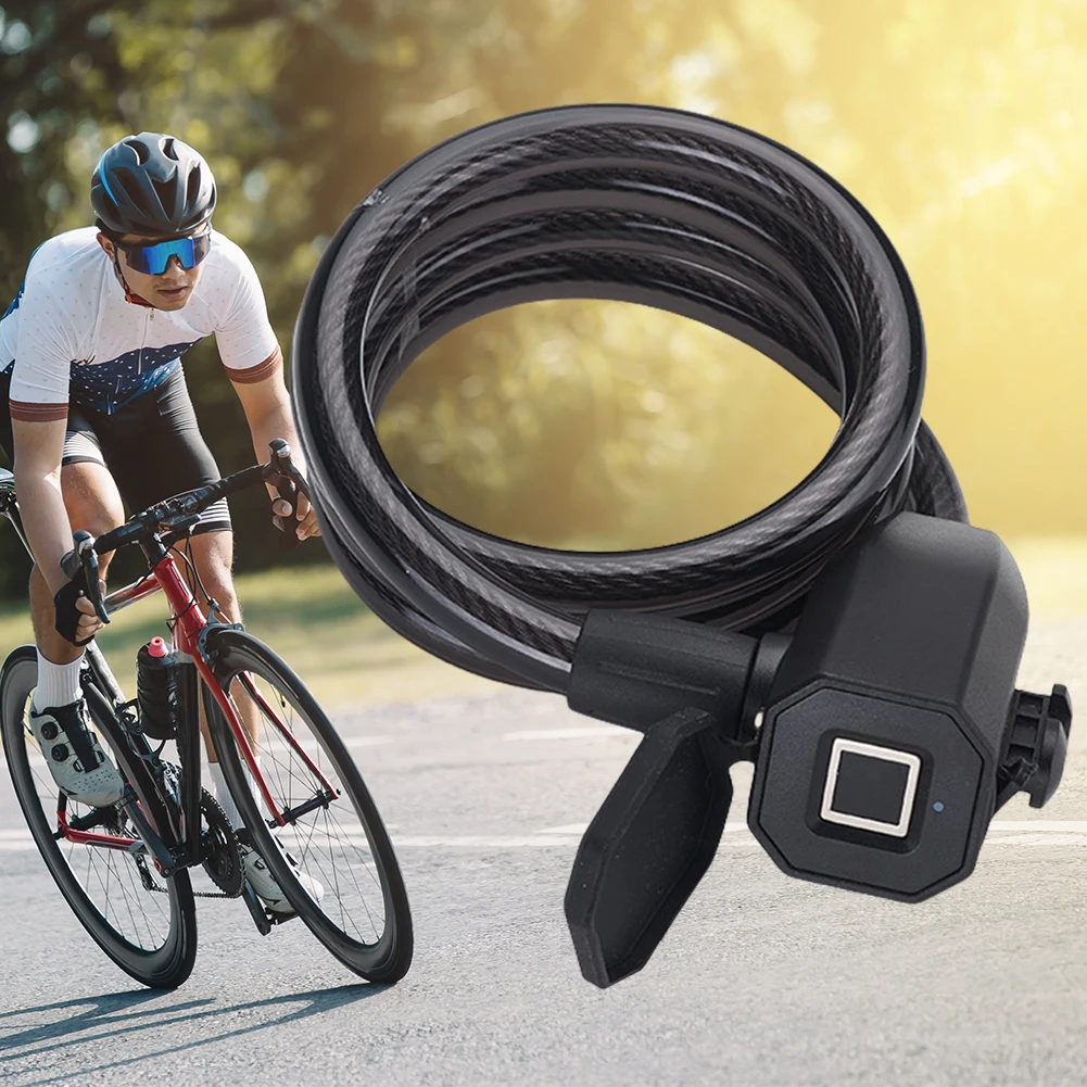 Fingerabdruck-Fahrradschloss, 1200 mm lang, wasserdicht, Diebstahlschutz, USB-Aufladung, MTB, Rennrad, Fingerabdruckschloss für Elektrofahrrad, Rolle