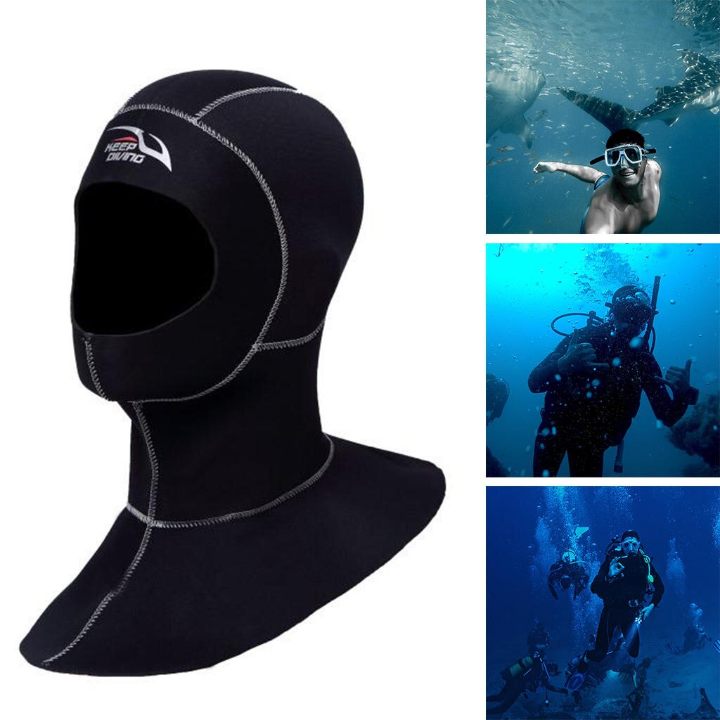 Wetsuit Scuba Hood Neoprene Dive Hood- 4 Sizes Diving Hat Cap Underwater Head: White Seam XL