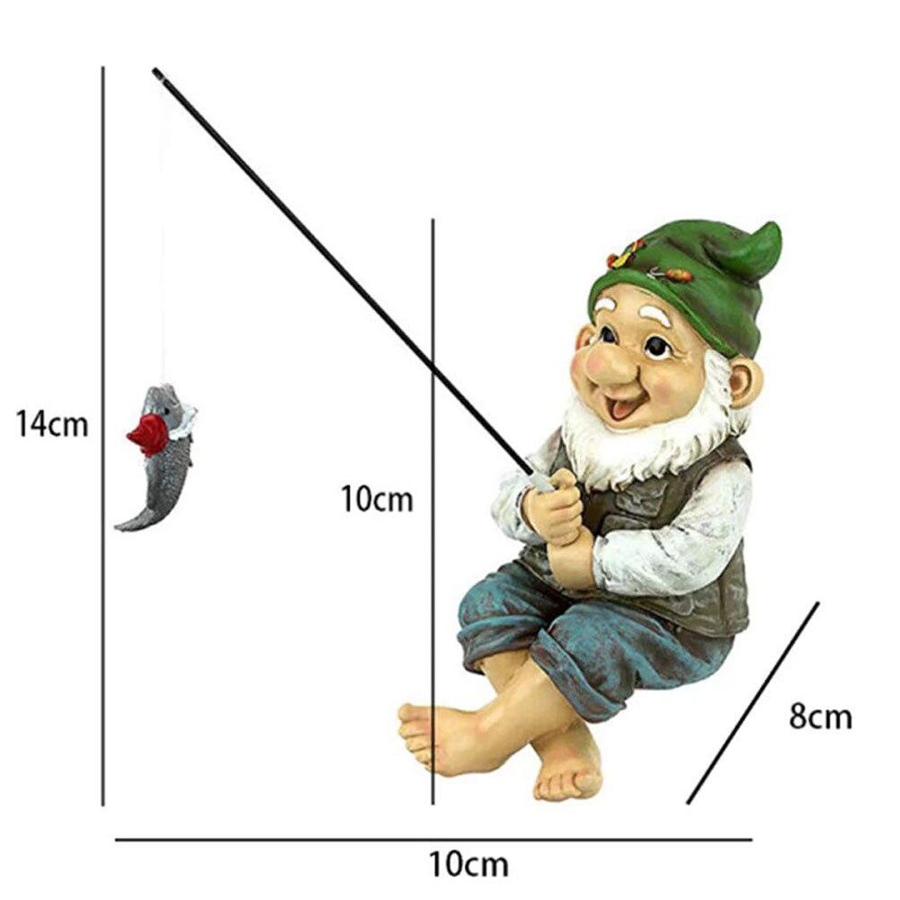Garden Gnome Statue Resin Fishing Gnome Figurines Dwarf Elf Figurines Yard Lawn Home and Outdoor Garden Decorative Ornaments