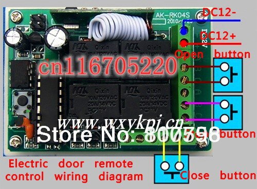 DC 12V 4 Channel Entrance Access Garage RF wireless remote controller switch system 1Receiver & 5 Transmitter/ Toggle /Momentary