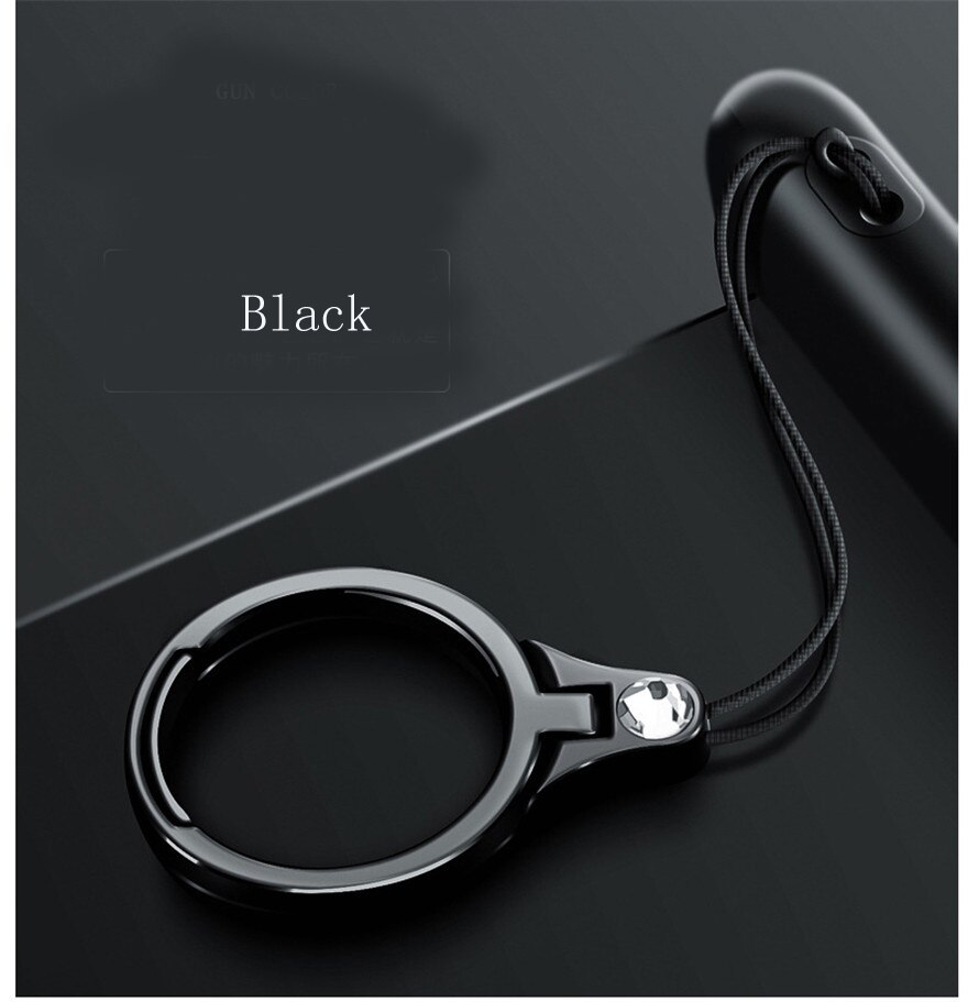 Zinc Alloy Ring Stent Lanyard For Keys Keychain Universal Phone Strap Charm Hanging Rope For iPhone Ring Holder Rose Gold: Black