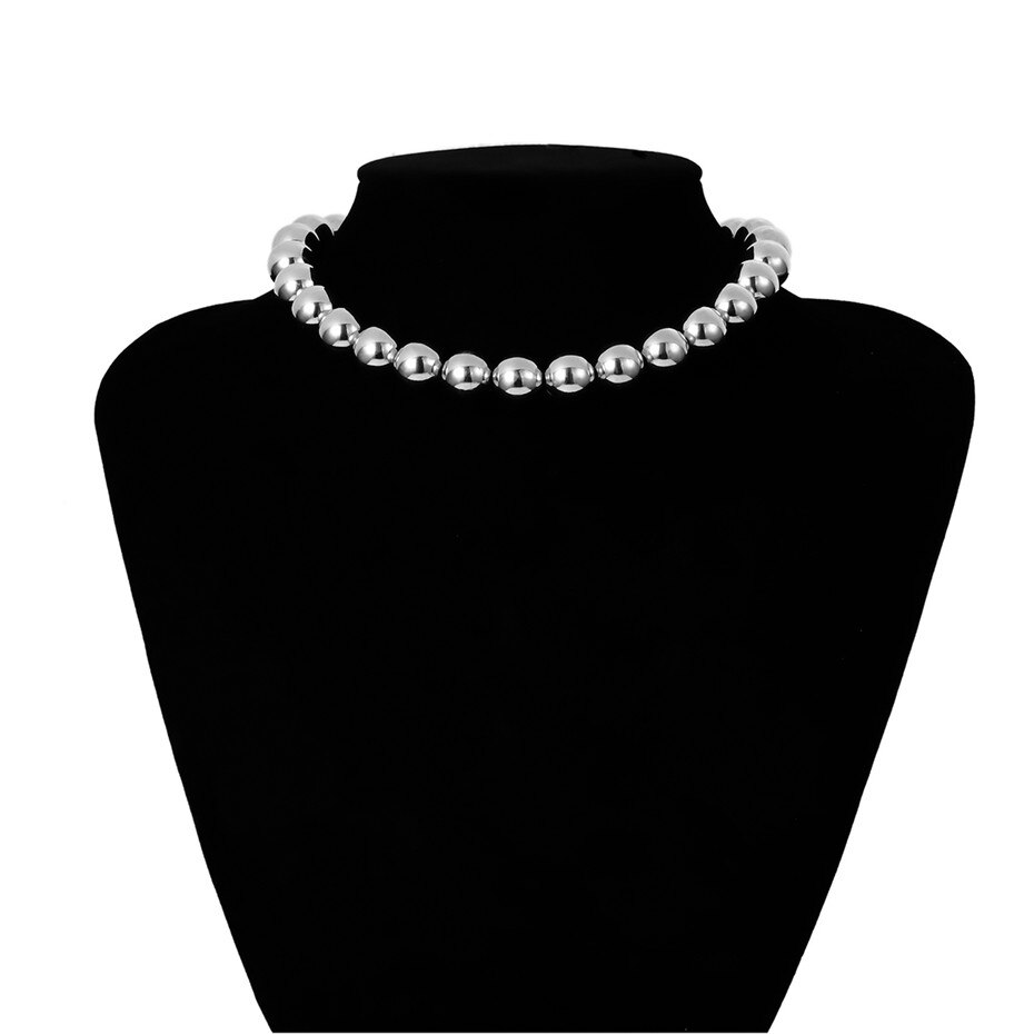 Ingemark Punk Miami Cubaanse Choker Ketting Kraag Overdreven Mode Grote Volledige Heavy Kralen Dikke Ketting Kettingen Collier: Silver