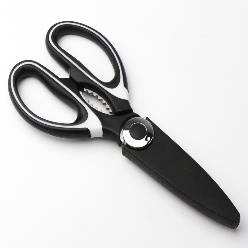 Multifunctional Stainless Steel Household Kitchen Scissors ChickenBone Scissors Barbecue Strong Kitchen Scissors Food Scissors: black
