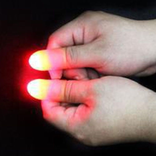 2 stk fest lysende legetøj magisk lys op glød tommelfingre fingre trick vises lys tæt på