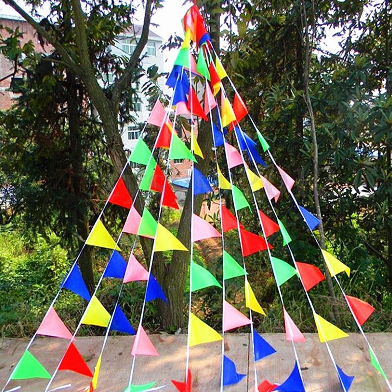 50 Meter Handgemaakte Stof Bunting Driehoek Vlaggen Bruiloft Festival Wimpel String Banner Gorzen Kleurrijke