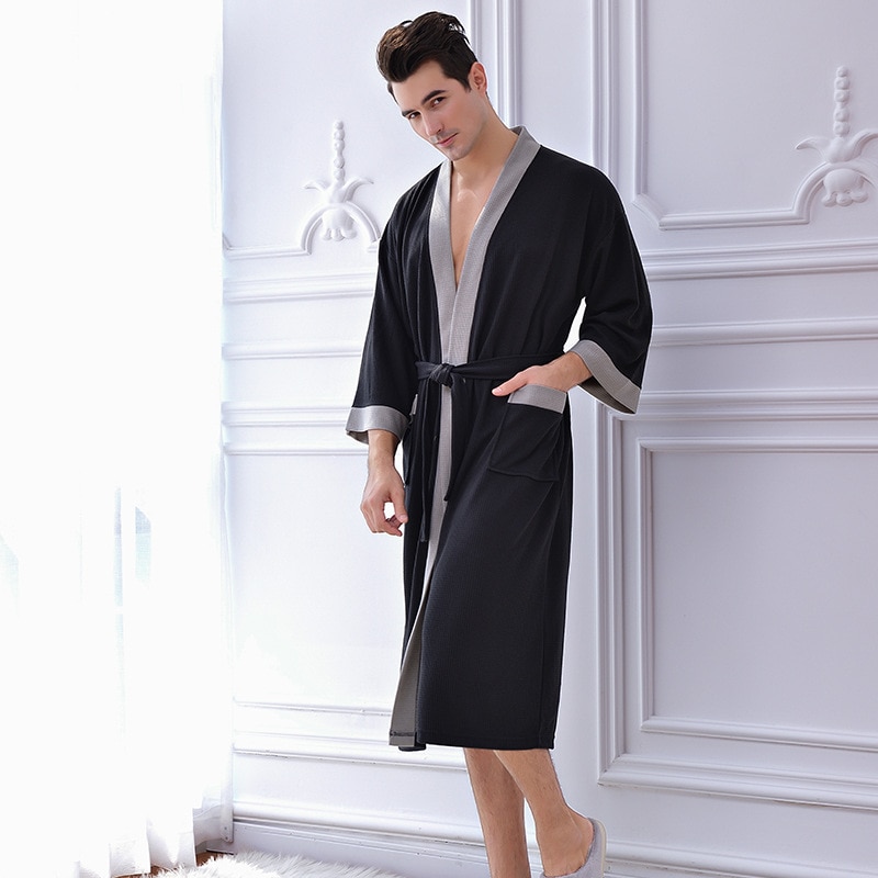Mannen Nachtjapon Kimono Badjas Voor Man Casual Homewear Wafel Gewaden Herfst Winter Katoenen Kamerjas Nachtkleding Thuis Gewaad
