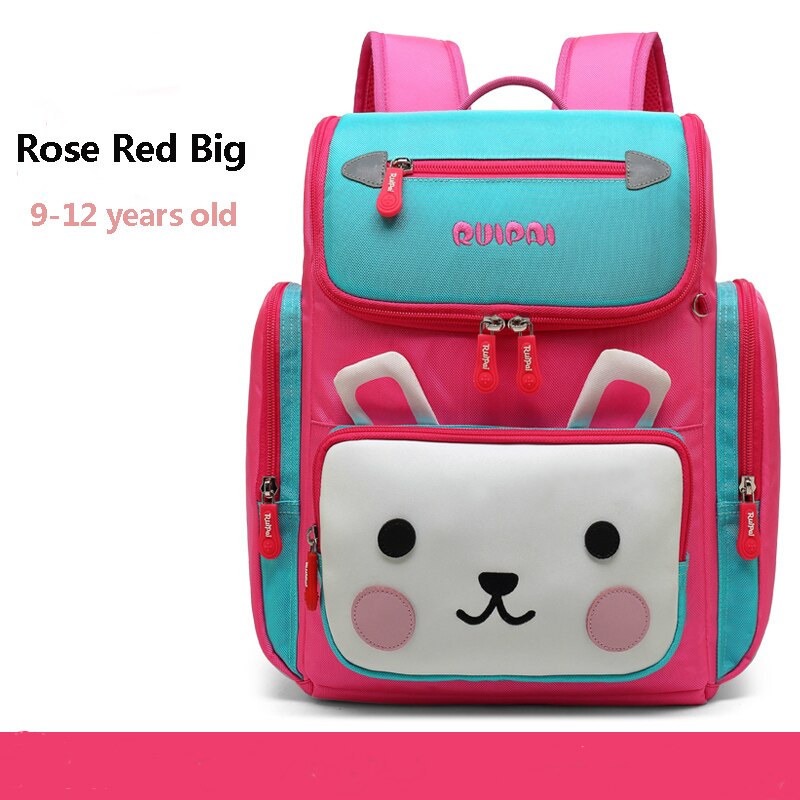 Edison enfants sacs d'école garçons filles sacs à dos scolaires orthopédiques enfants cartables sacs à dos imperméables école primaire sac à dos: Rose Red Big