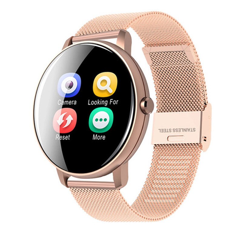 Smar twatch Full Touch Rotonda Donne di Pressione Sanguigna Orologio Smartwatch Donne Impermeabile Frequenza Cardiaca Tracker Orologio di Sport Della Vigilanza: P8 steel Gold