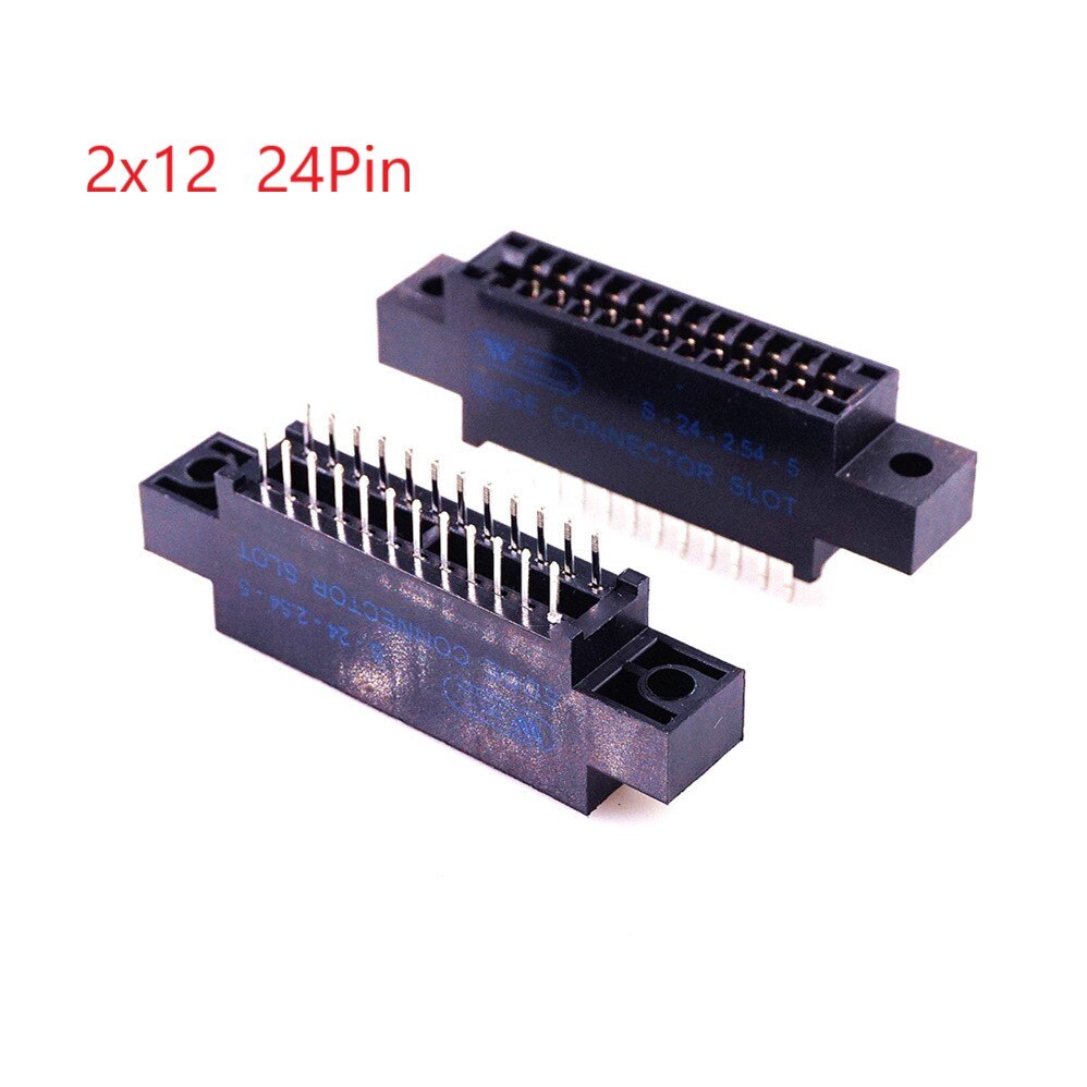 Connecteur de carte de bord, pas de fente de 2.54mm oreilles, montage de prise de doigt doré, 5 pièces, 24 42 44 48 50 56 60 86 88100 128 broches PCB: 2X12 24 Pin