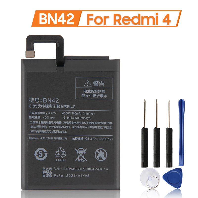 Replacement Battery BN30 BN42 BN40 BM47 For Xiaomi Redmi 4A Redmi 4 Pro Redmi 3 3S 3X 4X Redmi 3 Pro Battery: BN42 For RedMi 4