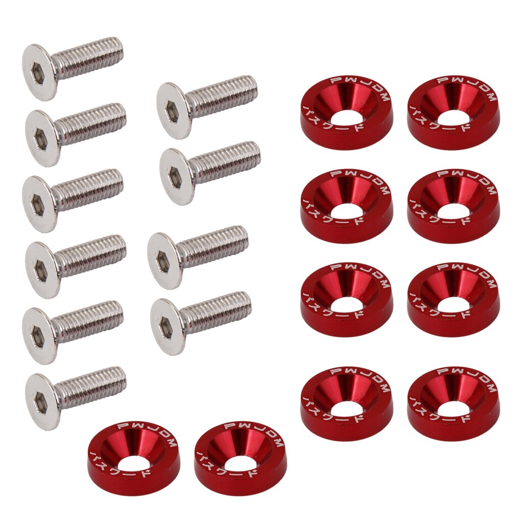 10x Universal Bumpers Fender Washers Kit M6 Bolt Schroef Motor Aluminium 8 Kleuren: Zilver