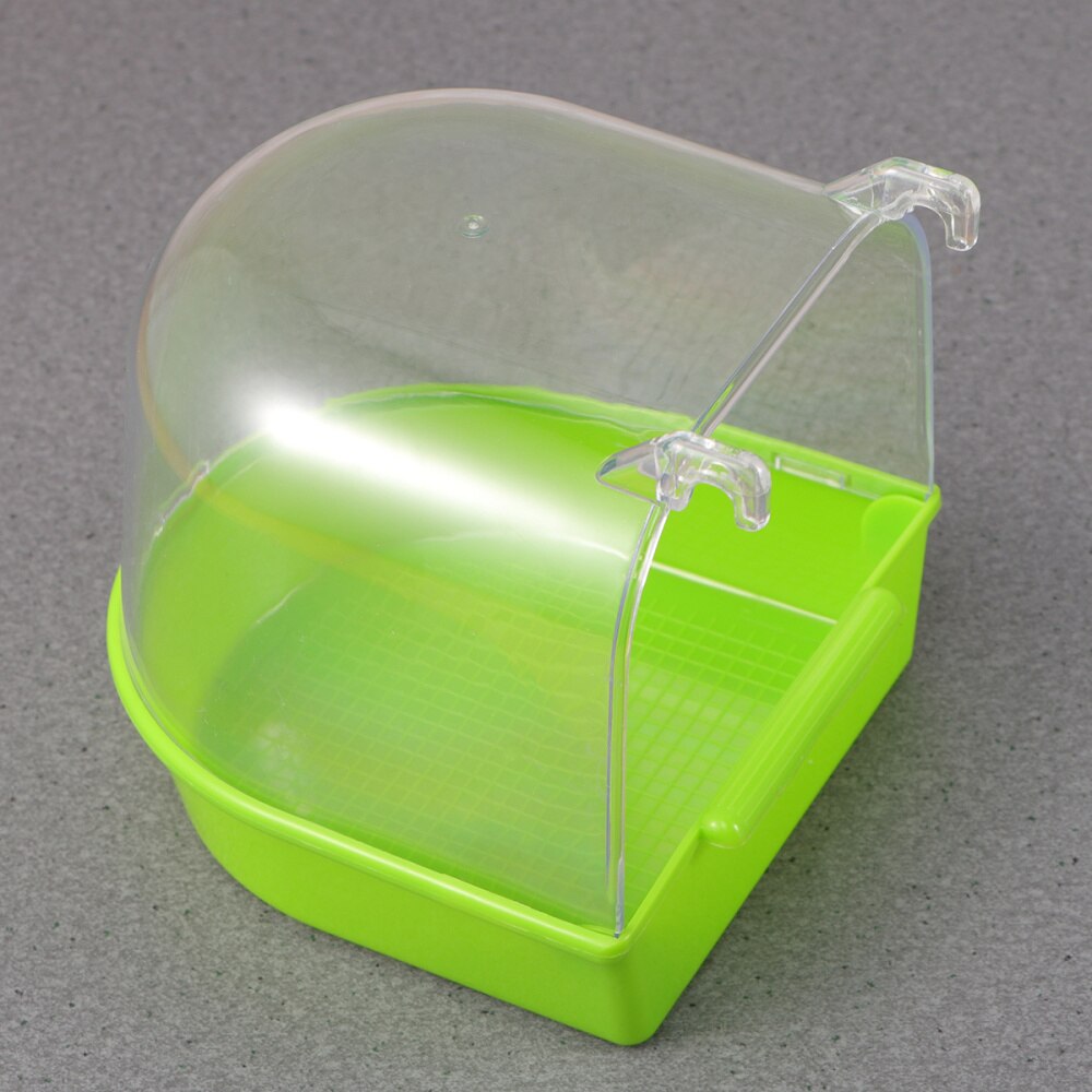 Caged Bird Bath Multi Cage Bird Bath Covered for Small Brids Canary Budgies Parrot (White)