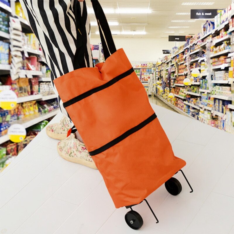 Foldable Shopping Trolley Cart Foldable Reusable Eco Large Waterproof Bag Luggage Wheels Basket bags