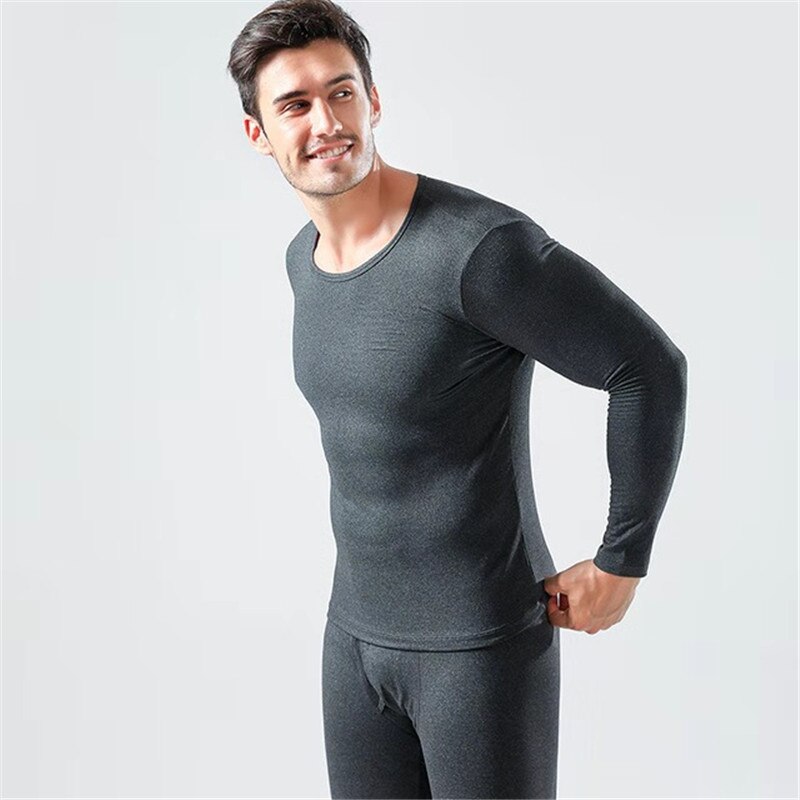 men's aerobic skin friendly underwear elastic thin bottomed pajamas round neckline homme warm suit