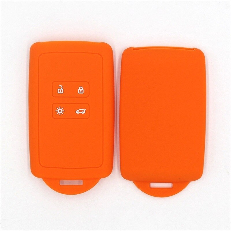 1pcs Silicone rubber car key case cover for Renault KOLEOS Kadjar Arkana for samsung QM5 4 button card smart key shell set: Orange