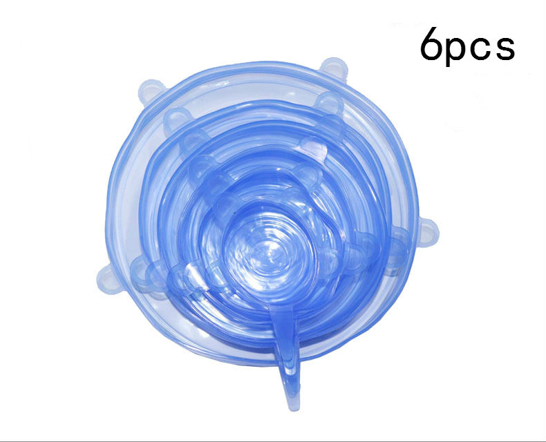 Verse deksel kom rekbare wikkel deksel kom deksel siliconen deksel pan universele siliconen rek deksels: I     6 stuks