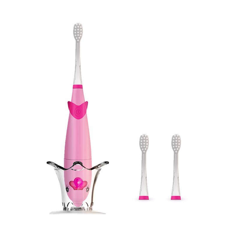 Seago enfants Brosse À Dents Électrique LUMIÈRE LED Imperméable À L'eau Douce Fourrure Faible Choc Onde Sonore 3-6 Ans Enfant Et bébé: Pink