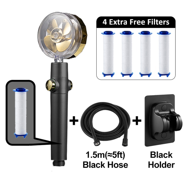 Douchekop Hoge Druk Stijl Groene Hoge Druk Draaien Douchekop Met Houder En Slang Propeller Douchekop eco: All B 2