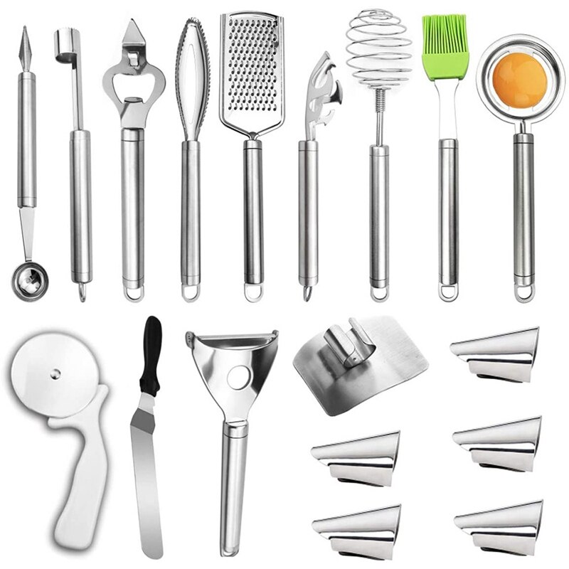 Keuken Gebruiksvoorwerp Set, Koken Gadgets Rvs Pannenset, 18-Pcs Bakken Hulpmiddel Sets: Default Title