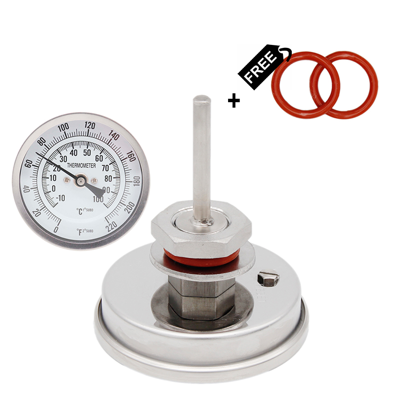 Dial Thermometer - 3 "Gezicht X 2.5" Probe 1/2 "Npt 0-220 F Bier Kook Ketel homebrew Thermometer
