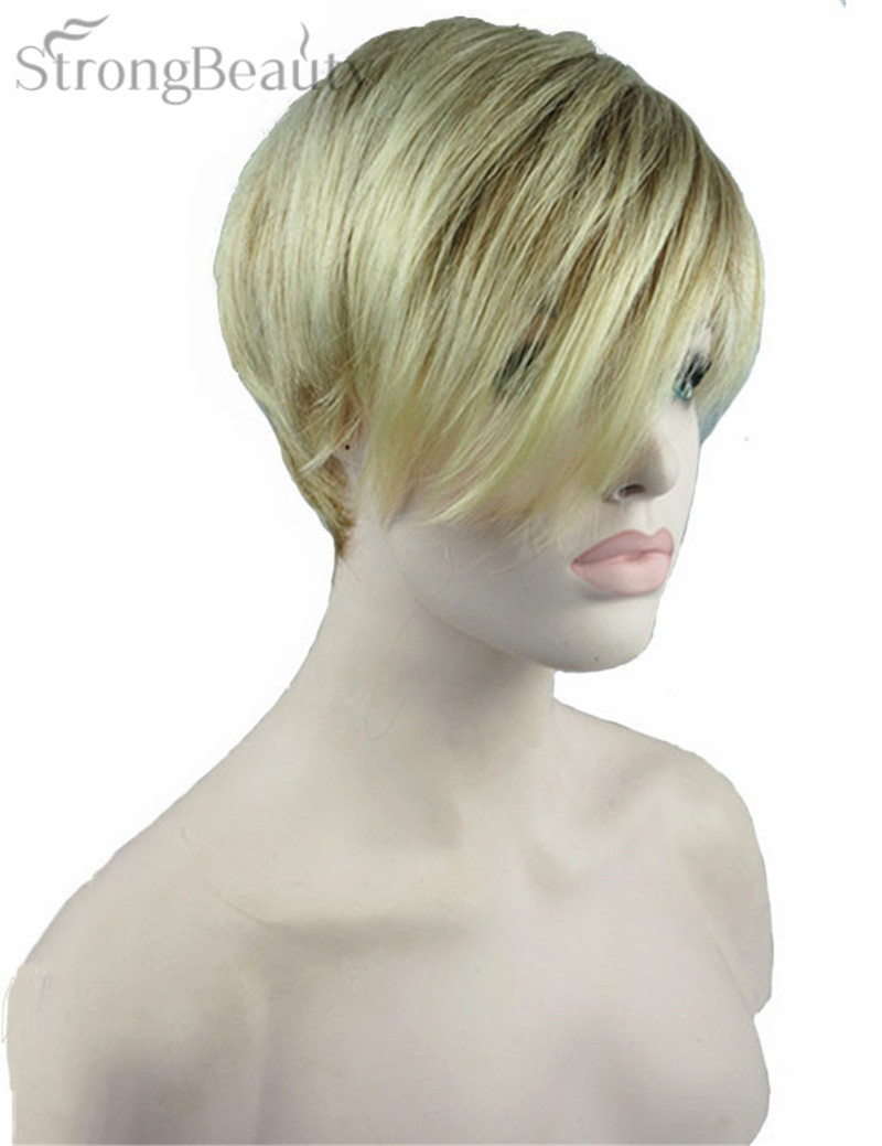 Strong Beauty Women Short Straight Wig Synthetic Capless Wigs