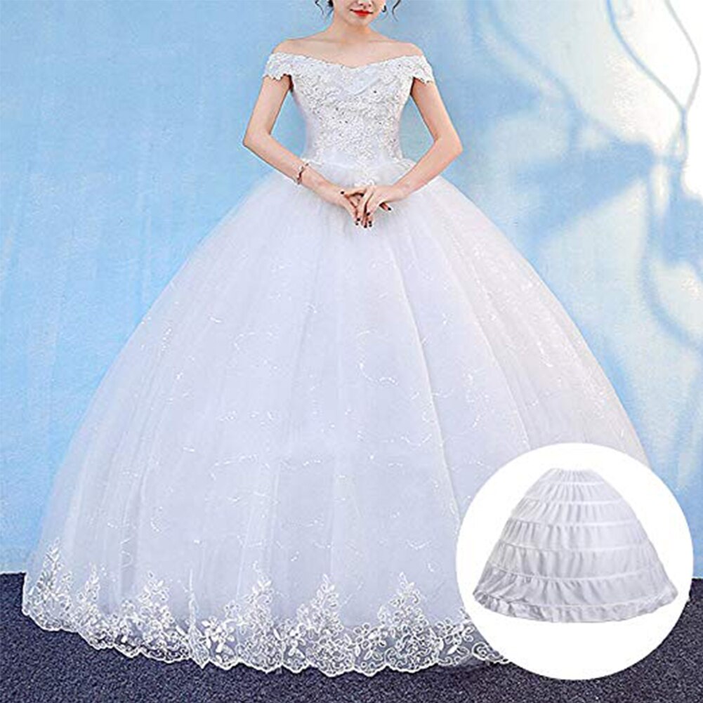 White 6 Hoops Petticoats Bustle for Ball Gown Wedding Dresses Underskirt Bridal Accessories Bridal Crinolines Skirts