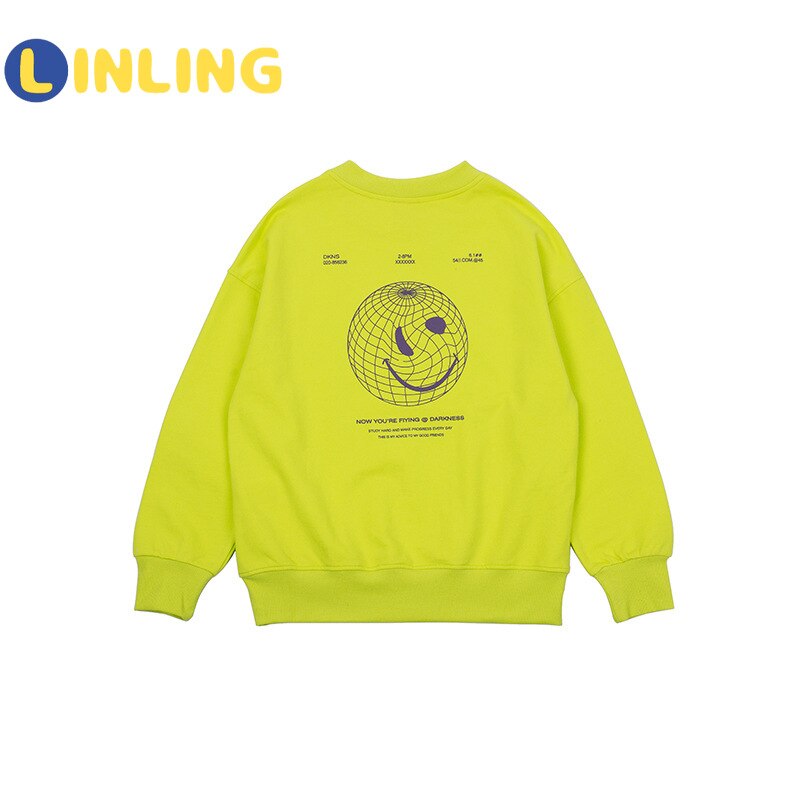 Linling o-hals casual actieve print kinderletter t-shirts kindersweatshirts voor jongens kleding hiphop streetwear  p248