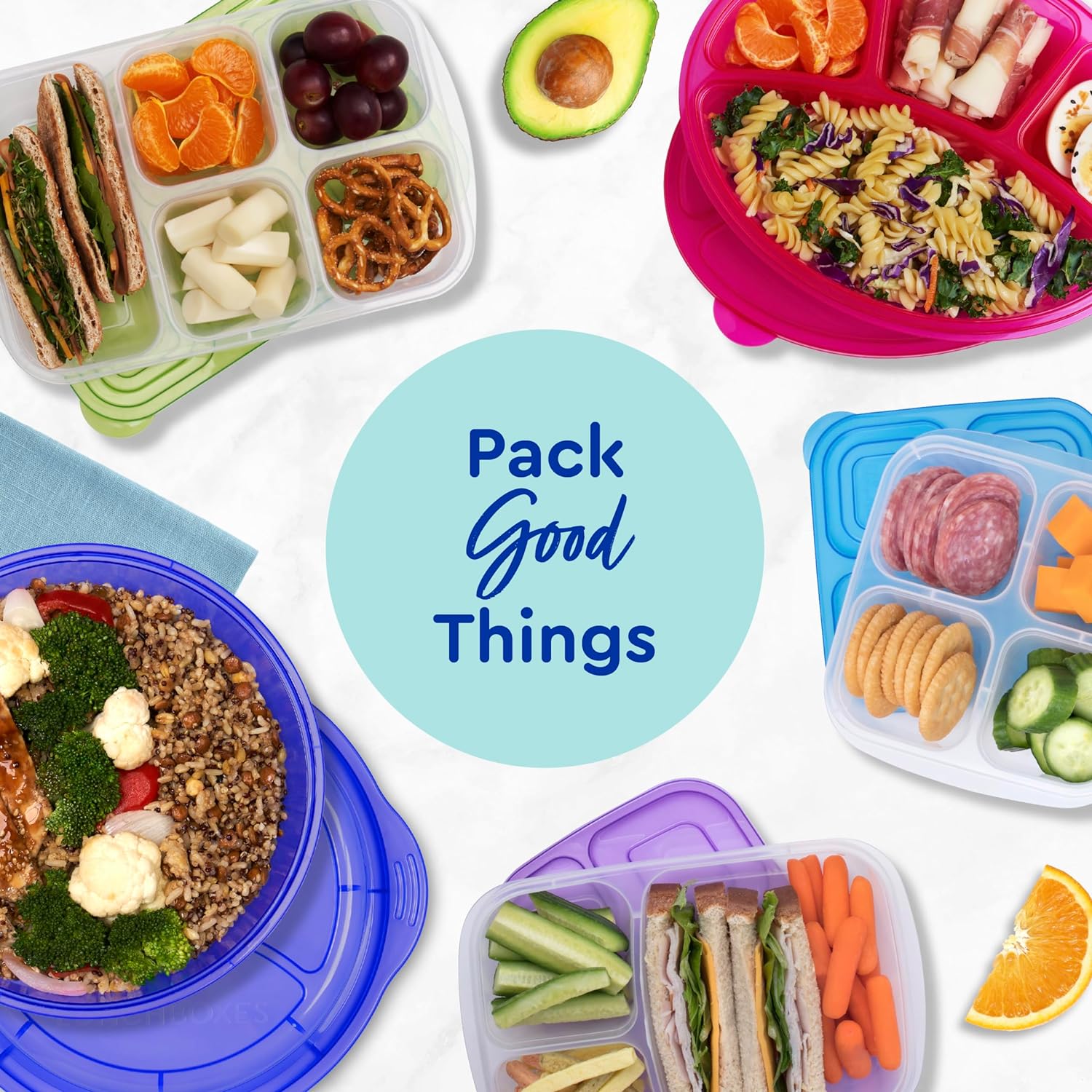 Fiambreras apilables originales, recipientes de comida reutilizables de 3 compartimentos para niños y adultos, fiambrera Bento para trabajo de comida, 4 Uds.