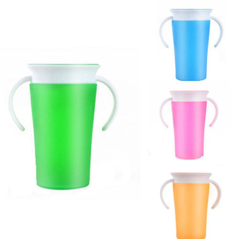 Kids Training Miracle Cup With Handles 360 Degree Drink Prevent Leaking 260ml 1Pcs Munchkin Toddlers Safe Feeding Spill Proof CC