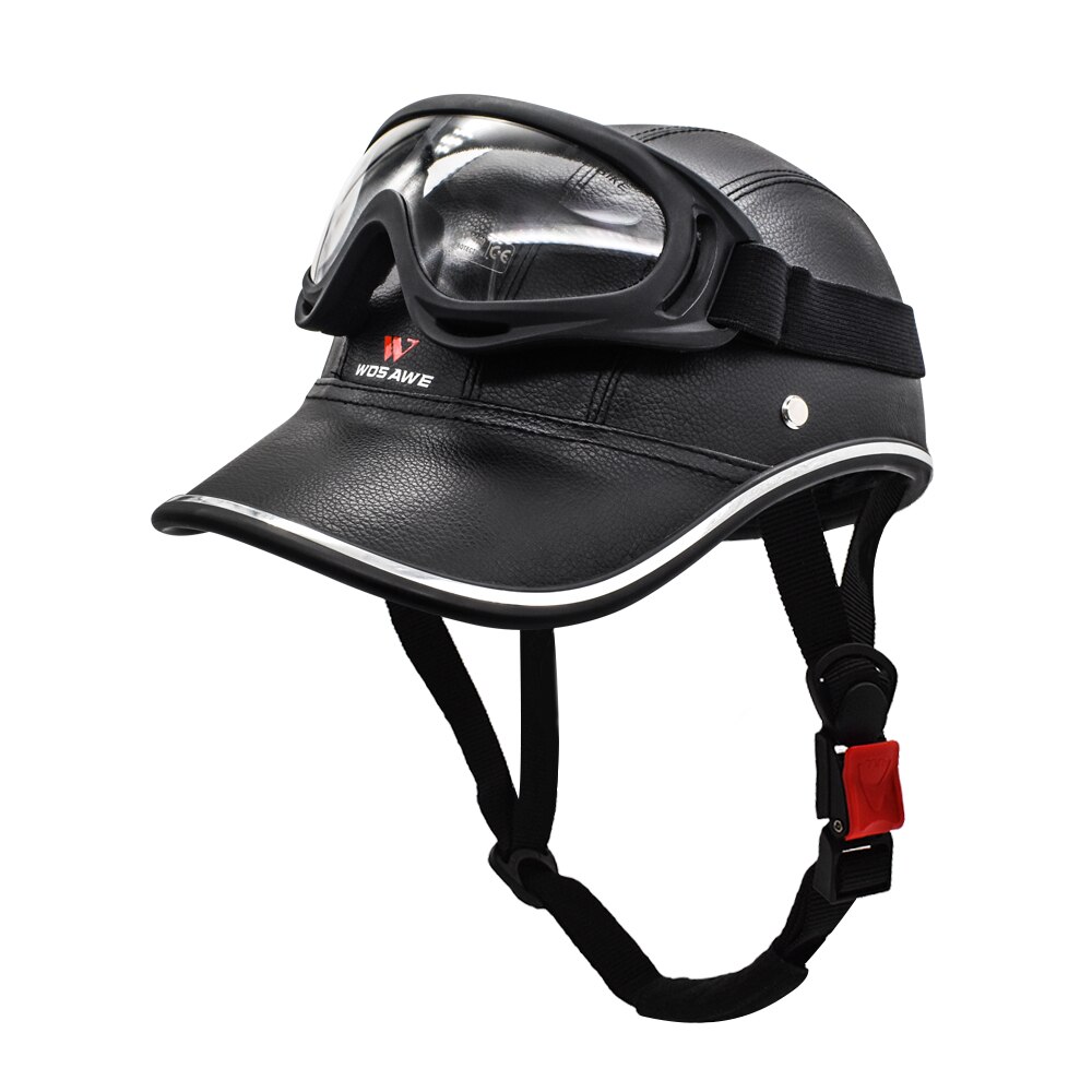 WOSAWE – casque de vélo vtt, casquette de Baseball en PU, Anti UV, sécurité, pour hommes et femmes: Helmet and Goggle