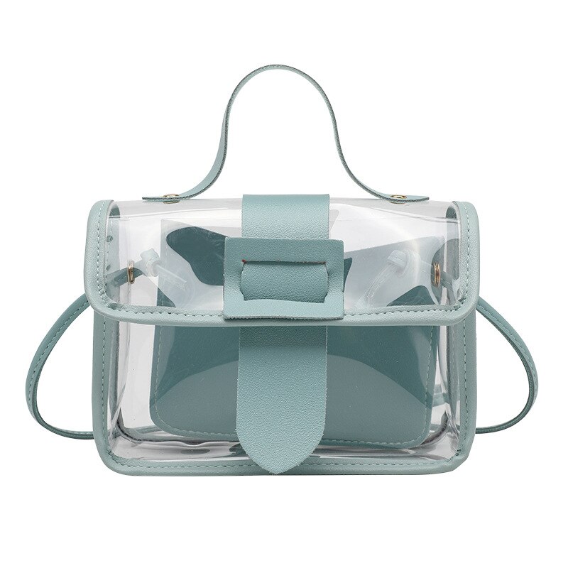 Pvc Schoudertas Messenger Bag Lente Zomer Mode Vrouwen Transparante Vierkante Sling Bag Cool Mobiele Lieve Dame Tas zwart