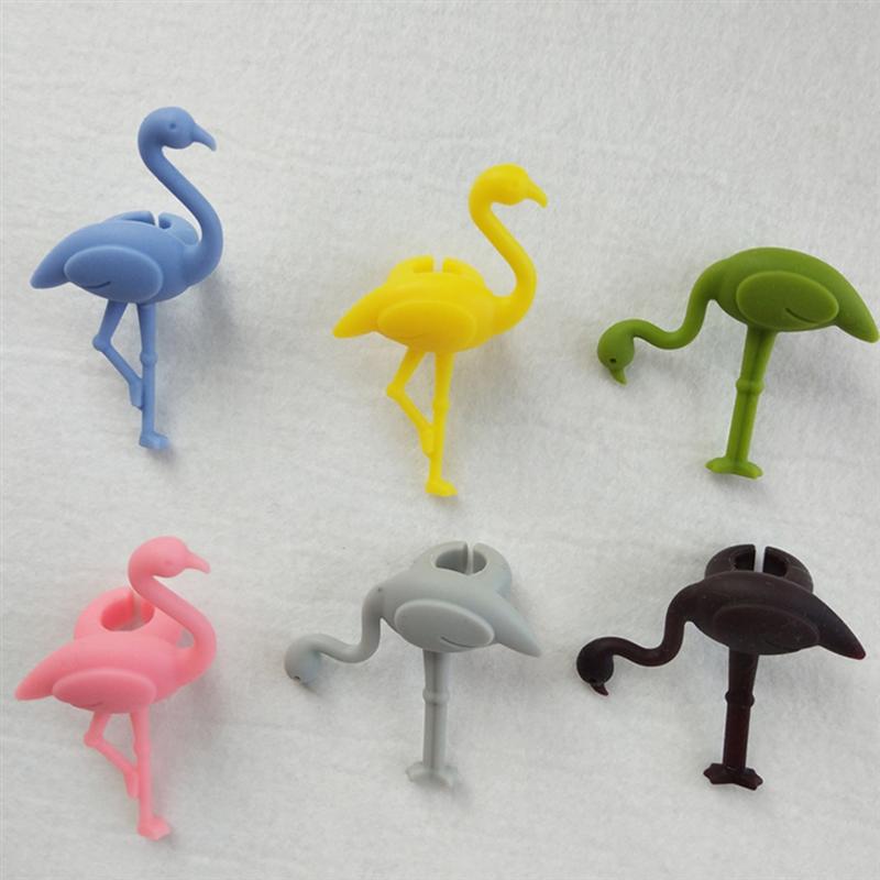 6 Stuks Siliconen Wijnglas Charm Marker Flamingo Vorm Drinken Label Identificatie Wijn Glas Flamingo Mark Herkenner Party Supply