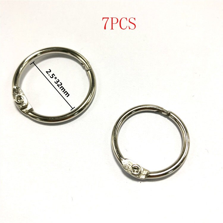 Silver Metal Binder 16-76mm DIY Binder Bookshelf Opening Office Binding Supply Album: 7PCS32MM