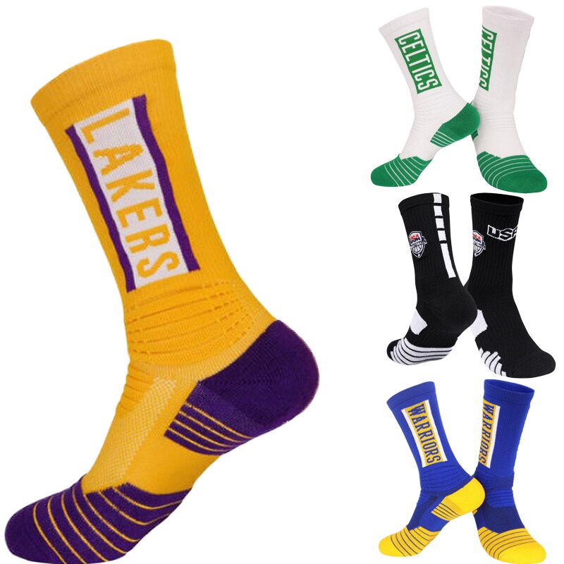 Mens Basketball Socks Terry Cushion Pad Thick Clubs Players Socks with Text logo Fast