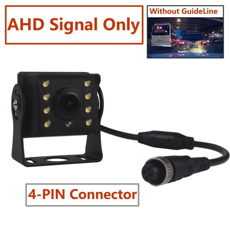 Car Truck DC 12V 24V Heavy Duty Rear View Backup Reverse Parking Camera Kit 4 PIN/RCA Plug for Lorry Pickup Bus Vehicle Caravans: Small AHD with Light / Without Video Cable