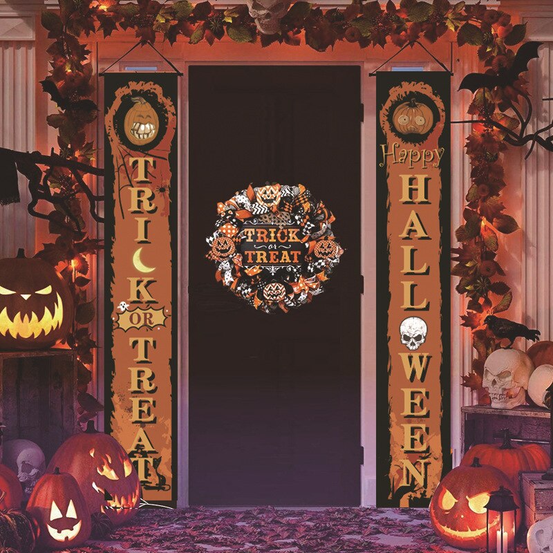 Décorations d'halloween en plein air intérieur bannières astuce ou Hocus Pocus grand porche signes sorcière décor pour la maison Halloween bannière: F