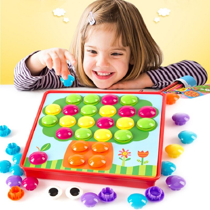 Mosaik champignon neglesæt til børn sammensat billede puslespil pædagogisk spil legetøj til barn knap kunst 3d gåder legetøj