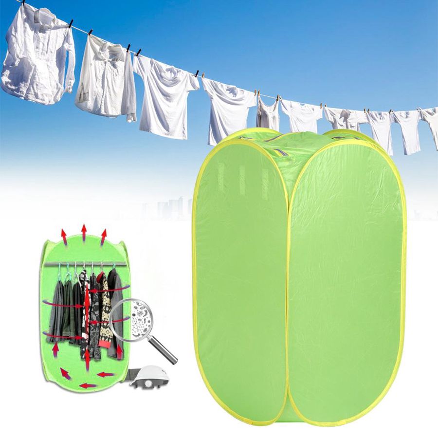 Kannettava vaatteiden kuivausrumpu taittuva vaatteiden kuivauspussi pyykinkuivauskone ulkokäyttöön, retkeilyyn, matkustamiseen, vihreä secadora de ropa