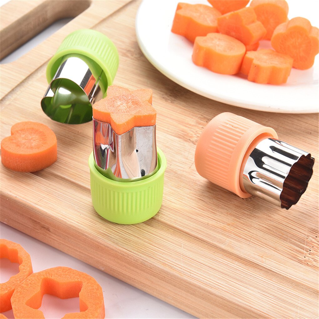 3pcs Vegetable Slicing Mold Stainless Steel Mould Carrot Cucumber Fruit Slicing Stencil Multiple Shapes Template Kitchen Tools