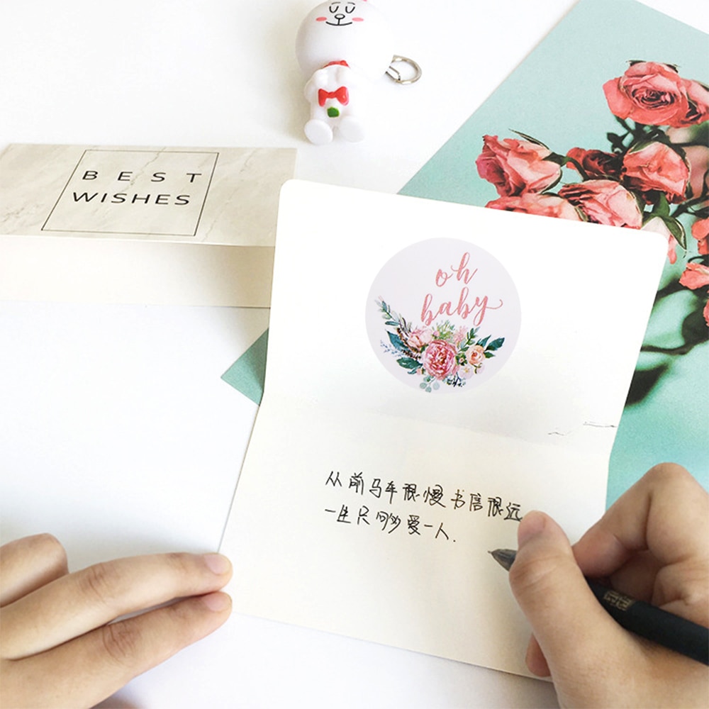 500 Pcs Pink Thank You Stickers Rolls with Flower Sticker Seal for School Classroom Teacher Rewards Children with Stickers