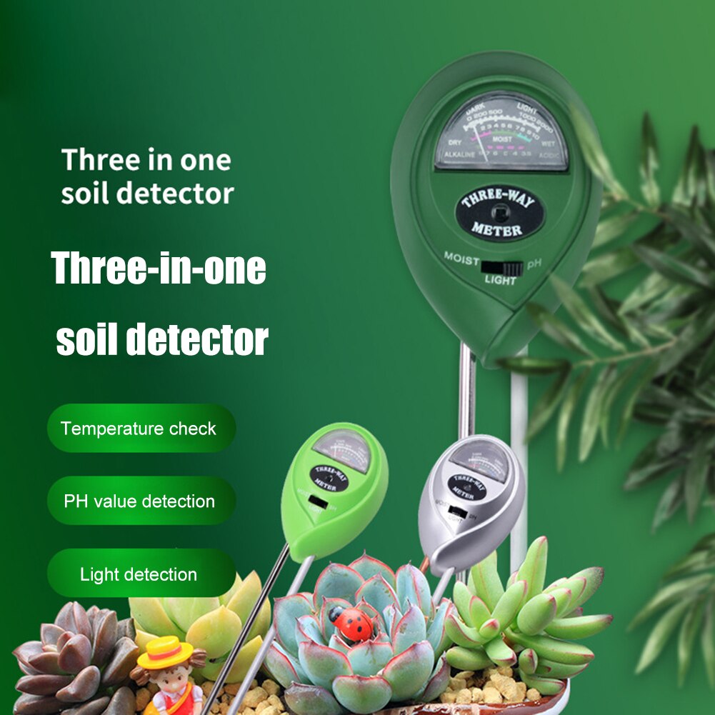 3 in 1 Soil Ph Meter Soil Tester PH Moisture Meter Temperature Sunlight Intensity Measurement Analysis Temperature Sunlight Test