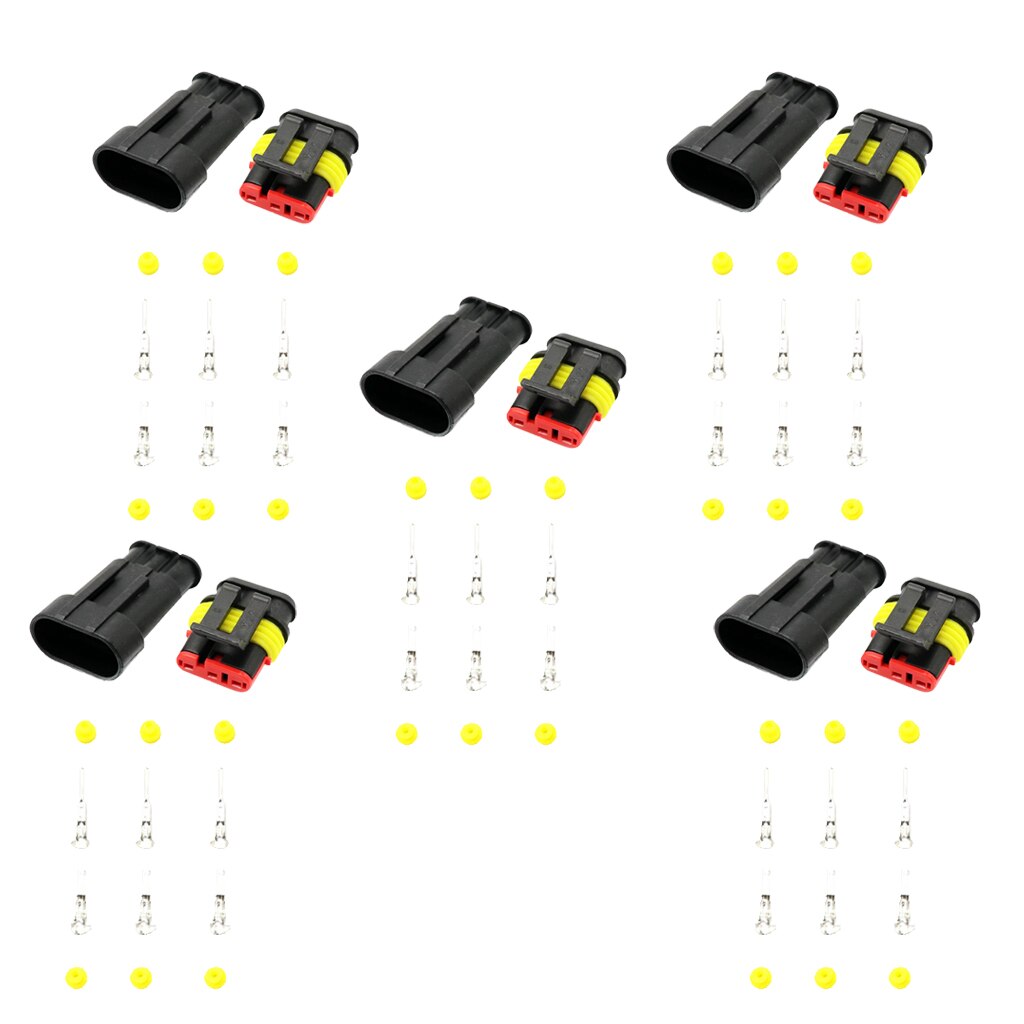 Great Performance 5 Kit Electrical Wire Cable 3 Pin Way Connector Plug
