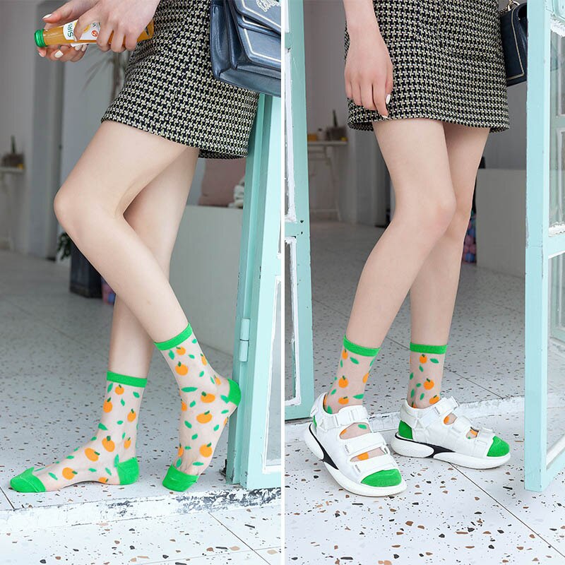 Transparante zijden japanse frisse glazen sokken dames ultradunne kant kristal sokken harajuku koreaanse stijl dames mesh sokken