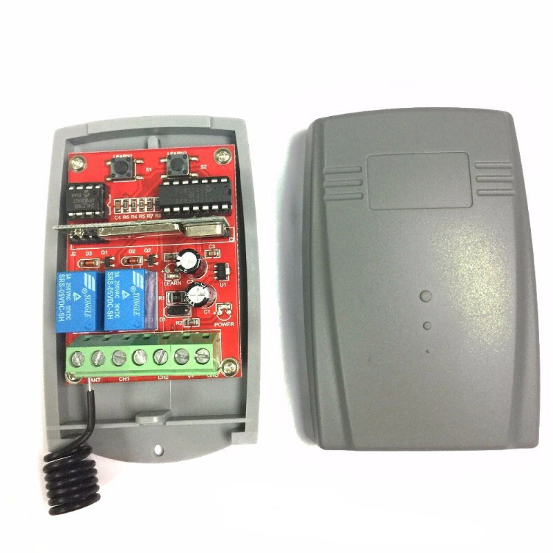 12-24v DC 2 channel fixed code and rolling code gate garage door remote control universal receiver 433mhz