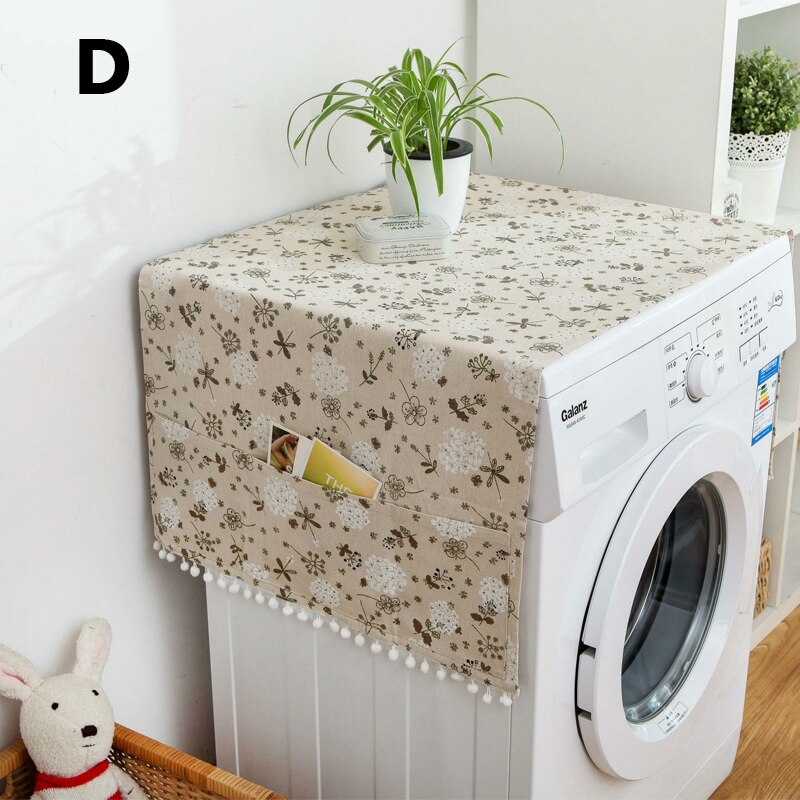 Anti-slip Drum Washing Machine Cover Dust Cover Clean Waterproof Dust Cover Fridge Top Cover Dryer Front With 6 Storage Bags: D