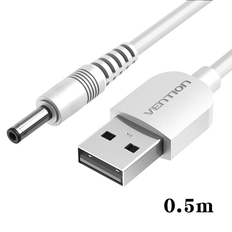 Vención de La USB A DC 3,5mm USB un macho A 3,5 Jack conector 5V adaptador de cargador de fuente de alimentación Cable de alimentación para el Cable HUB USB Cable de alimentación para ventilador: White 0.5m