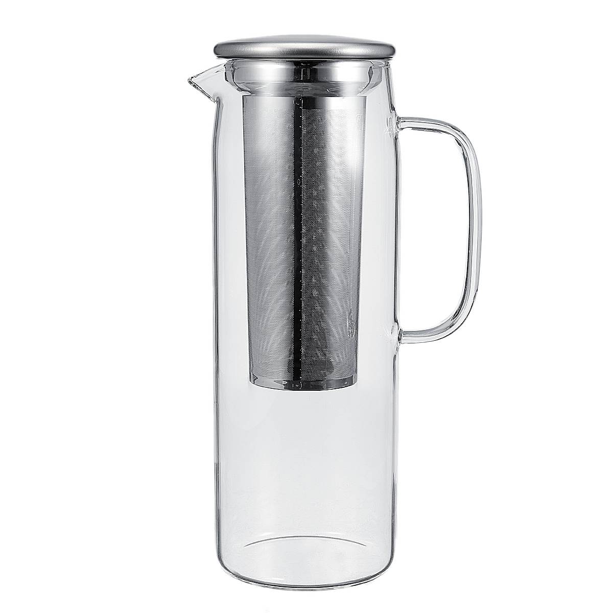 Glass Cold Brew Coffee Pot 1500ml Iced Coffee Maker Pot Tea Infuser Kettle Filter Cafe Drip Coffee Pot Drinkware Coffee Kettle