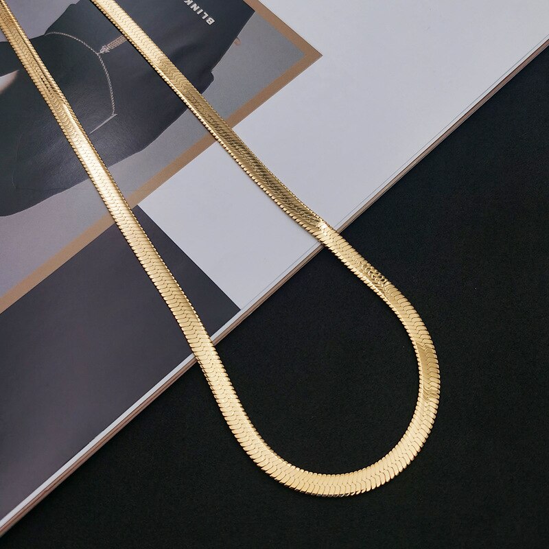 24k guld halsband 4mm/40-45-50cm blad halsband orm ben kedja män& #39 ;s &amp; #39 för kvinnor