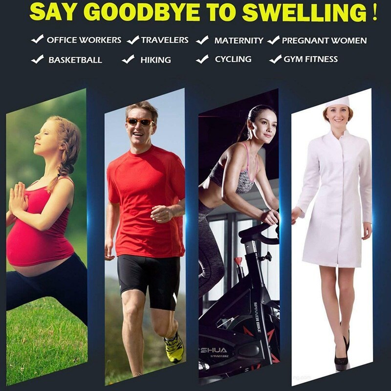 Calcetines de compresión para ciclismo para hombre y mujer, medias deportivas de 20-30 MmHg, antifatiga, alivio del dolor, Color negro