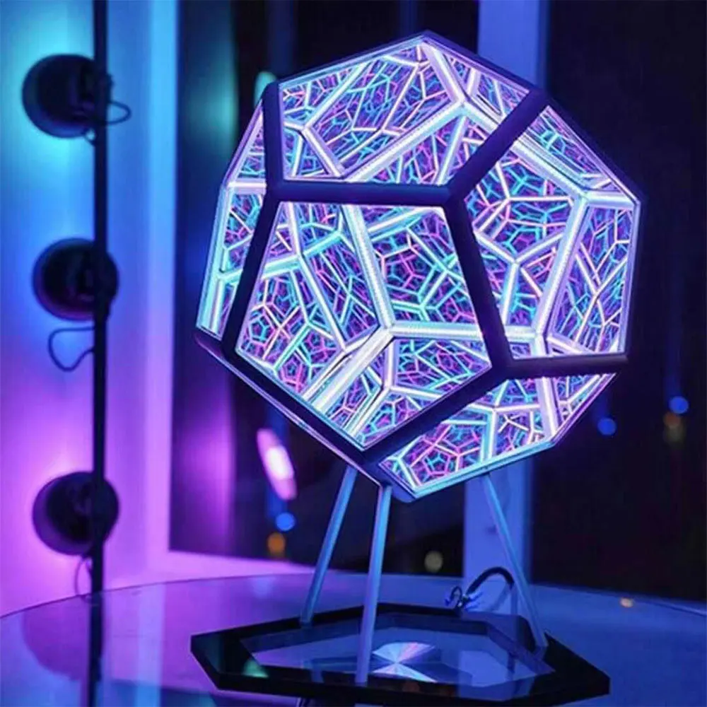 Infinity Dodecahedron – lampe décorative, couleur, décoration d'intérieur, lumière de rêve, avec chargeur USB